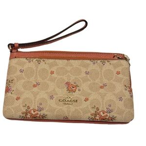 Coach Beige Floral Wristlet